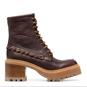 SEE BY CHLOEMahalia Lug-Sole Leather Combat Boots